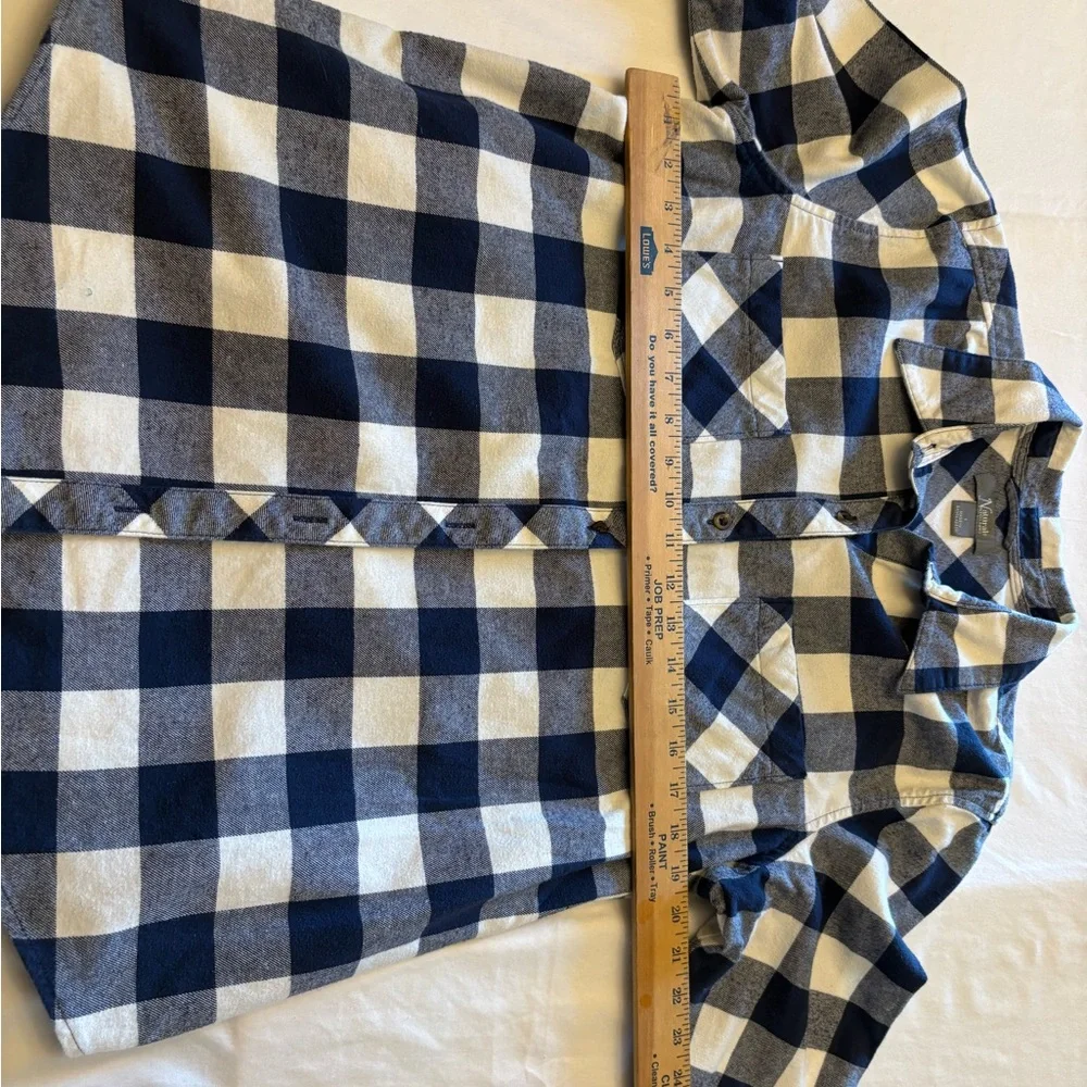 Natural Reflections 100% Cotton Blue & White Plaid Button-Down Shirt | Women’s L - Picture 7 of 7